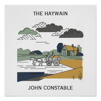 Pôster Ilustração de Linha Constable's Haywain