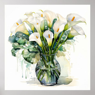 Poster Ilustração de Lírios Calla Picados Freshamente