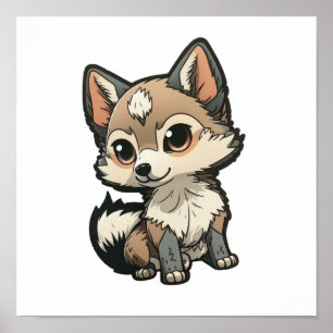 Poster Ilustração de lobo de desenho animado