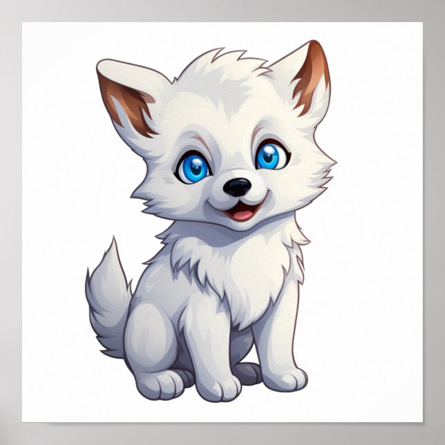 Poster Ilustração de lobo de desenho animado (Frente)