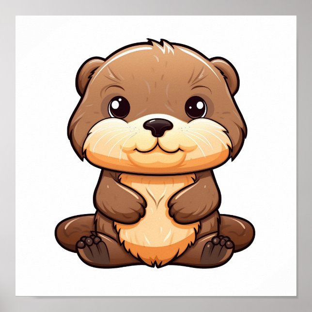 Poster Ilustração de lontra de desenho animado (Frente)