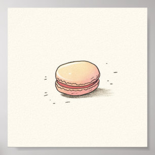 Poster Ilustração de Macaron Doce - Deserto Francês Bonit
