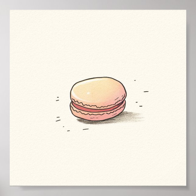 Poster Ilustração de Macaron Doce - Deserto Francês Bonit (Frente)