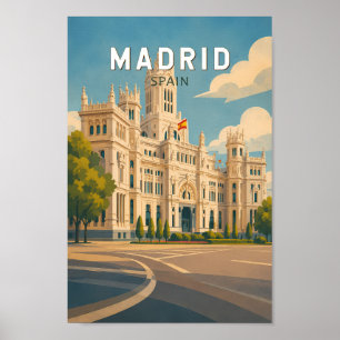 Poster Ilustração de Madrid Espanha Viagem Arte Vintage