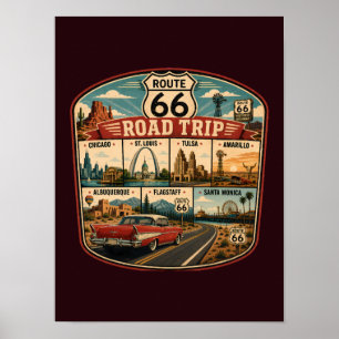 Poster Ilustração de Marcas de Pontos Turísticos da Rota