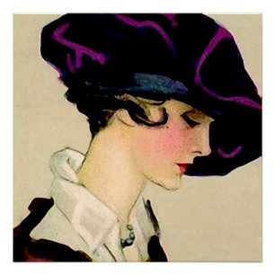 Pôster Ilustração de Marcello Dudovich “Garota de Chapéu 