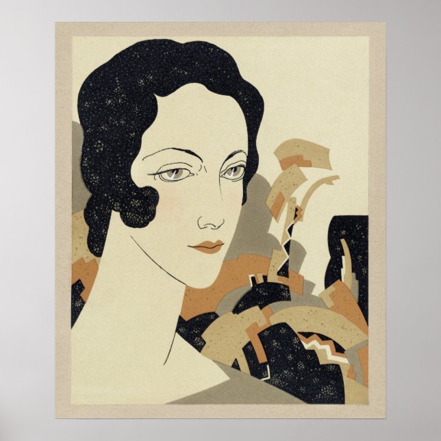 Poster Ilustração de moda da cabeça feminina (1931) (Frente)