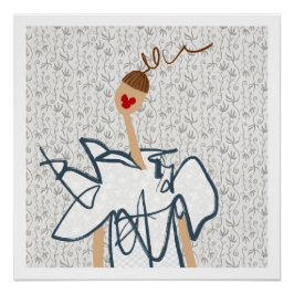 Pôster Ilustração de Moda de Menina Engraçada