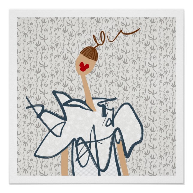 Pôster Ilustração de Moda de Menina Engraçada (Frente)