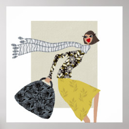 Poster Ilustração de Moda do Dia de Vento Chic