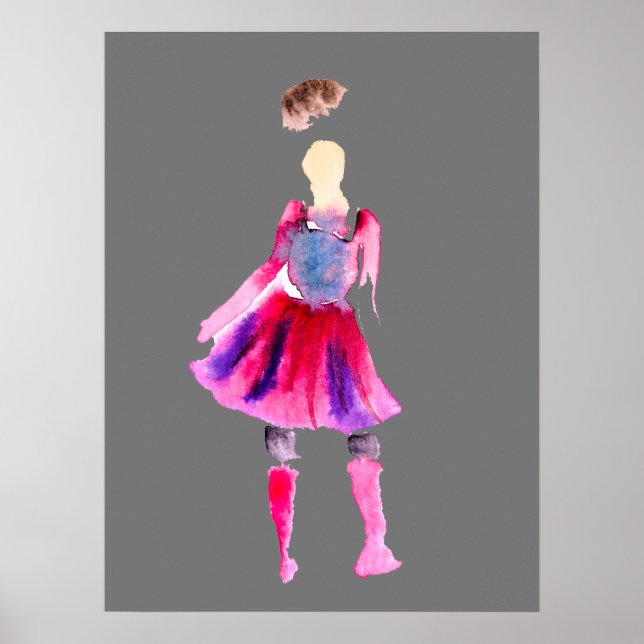 Poster Ilustração de moda figuras artísticas aquarela (Frente)