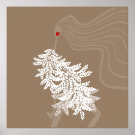 Poster Ilustração de Moda Mínima Botânica de Cabelo Longo