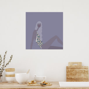 Poster Ilustração de Moda Mulher Chic Purple Arte Moderna