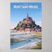 Ilustração de Mont Saint Michel Arte de Viagem Vin