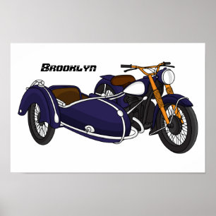 Poster Ilustração de motocicleta roxa Sidecar