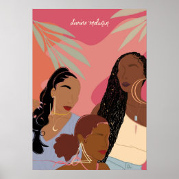 Poster Ilustração de Mulheres Negras Desenhadas À Mão De 