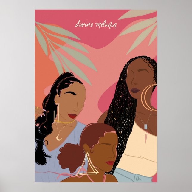 Poster Ilustração de Mulheres Negras Desenhadas À Mão De  (Frente)