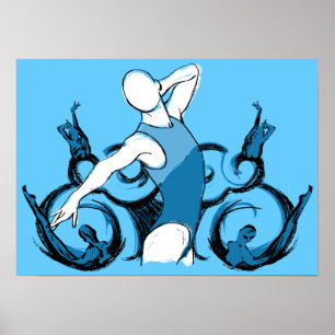 Pôster Ilustração de Nadação de Sincronização