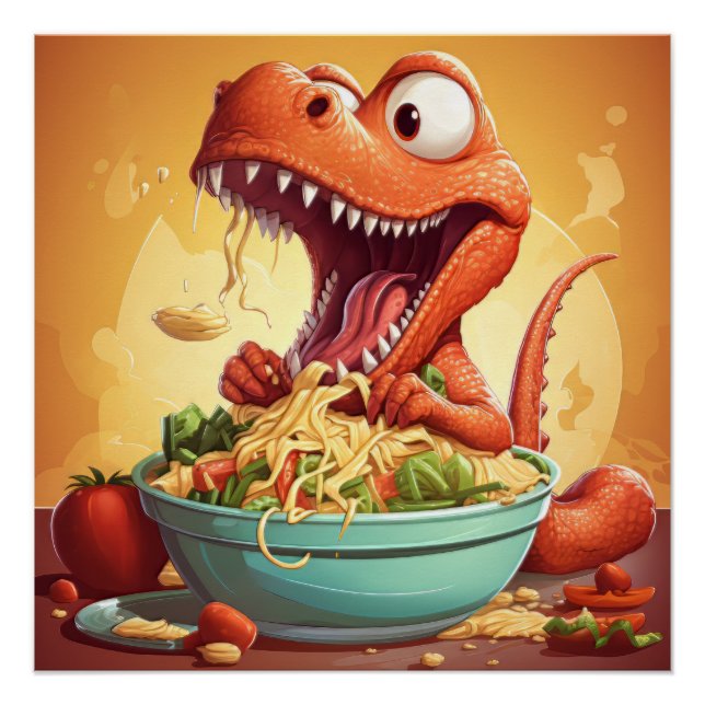 Pôster Ilustração de Noodles Dinossauros (Frente)