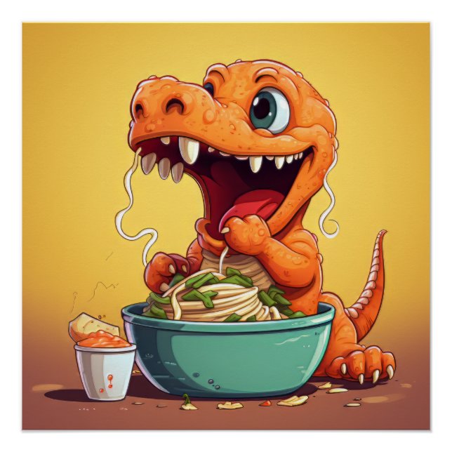 Pôster Ilustração de Noodles Dinossauros (Frente)