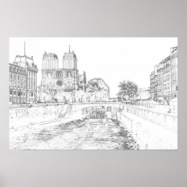 Poster Ilustração de Notre Dame de Paris (Frente)