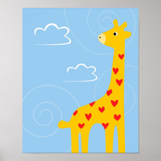 Poster Ilustração de Nursery Giraffe bonitinha de Savana
