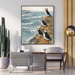 Poster Ilustração de Ondas do Oceano