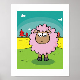 Poster Ilustração de Ovelha Fofa | Arte de Animal de Faze