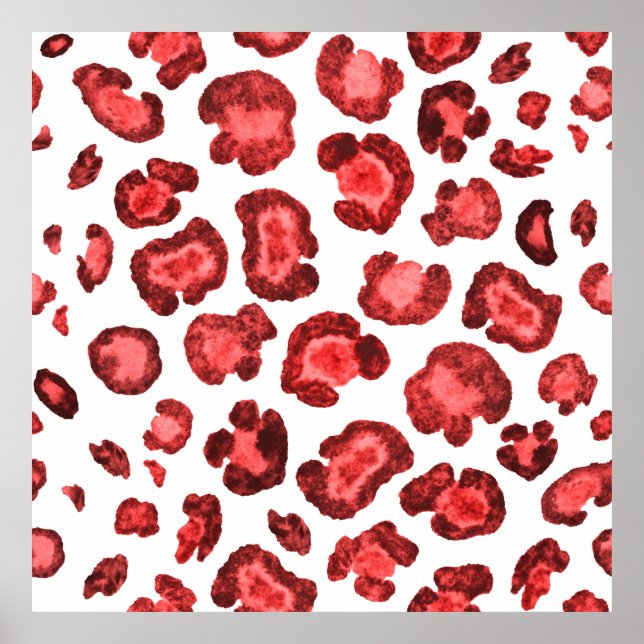 Poster Ilustração de padrão de aquarela com pele-leopardo (Frente)