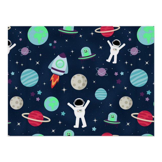 Pôster Ilustração de padrão de espaço (Frente)