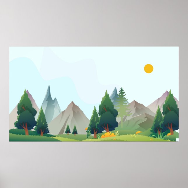 Poster Ilustração de paisagem (Frente)