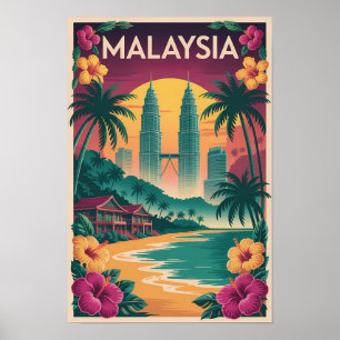 Poster Ilustração de Paisagem da Malásia Arte de Viagem V