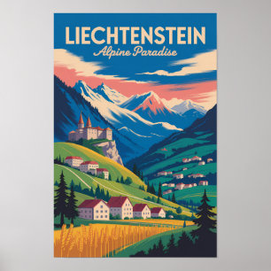 Poster Ilustração de Paisagem de Liechtenstein Arte de Vi