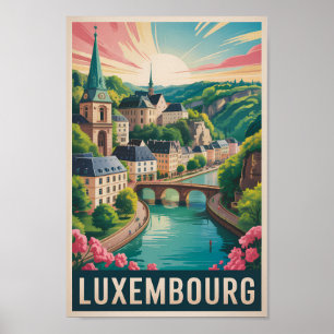 Poster Ilustração de Paisagem de Luxemburgo Viagem Arte R