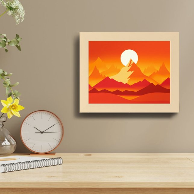 Poster Ilustração de Paisagem de Picos de Montanha Sunset (Criador carregado)