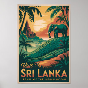 Poster Ilustração de Paisagem de Sri Lanka Arte de Viagem