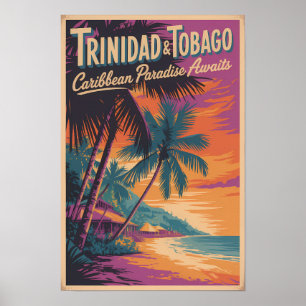 Poster Ilustração de paisagem de Trinidad e Tobago Viagem