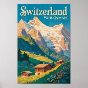 Poster Ilustração de Paisagem de Viagem de Arte da Suíça