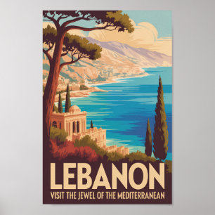 Poster Ilustração de paisagem do Líbano Arte de viagem vi