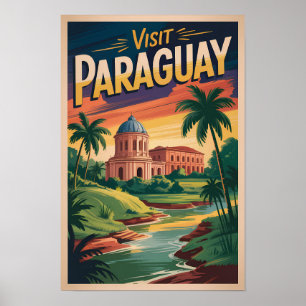 Poster Ilustração de Paisagem do Paraguai Arte de Viagem