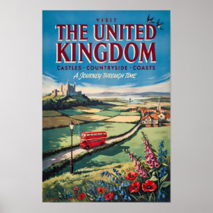 Poster Ilustração de Paisagem do Reino Unido Viagem Arte