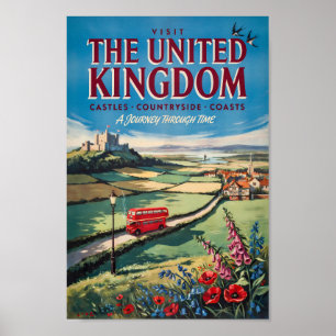 Poster Ilustração de Paisagem do Reino Unido Viagem Arte