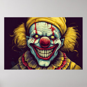Poster Ilustração de Palhaço de Carnaval Sinistro