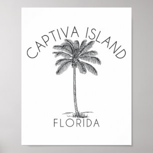 Poster Ilustração de Palma de Design de Praia da Ilha Cap