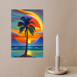 Poster Ilustração de Palma Solar Laranja Costeira