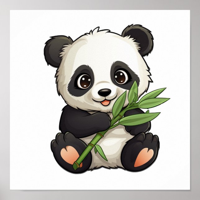 Poster Ilustração de panda de desenho animado (Frente)