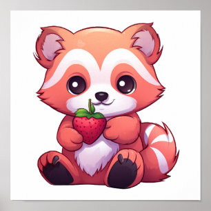 Poster Ilustração de panda vermelha de desenho animado