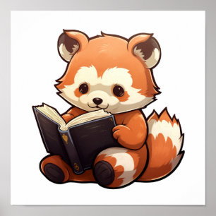 Poster Ilustração de panda vermelha de desenho animado
