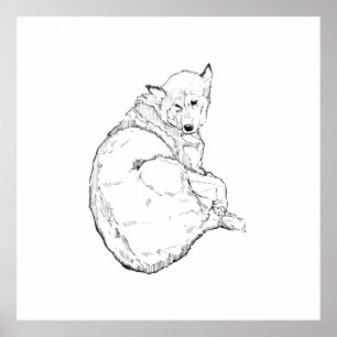 Poster Ilustração de Parede de Husky Siberiano, Cão Minim