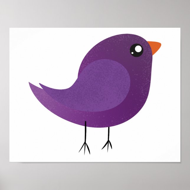 Poster Ilustração de Passarinho Roxo Fofo (Frente)